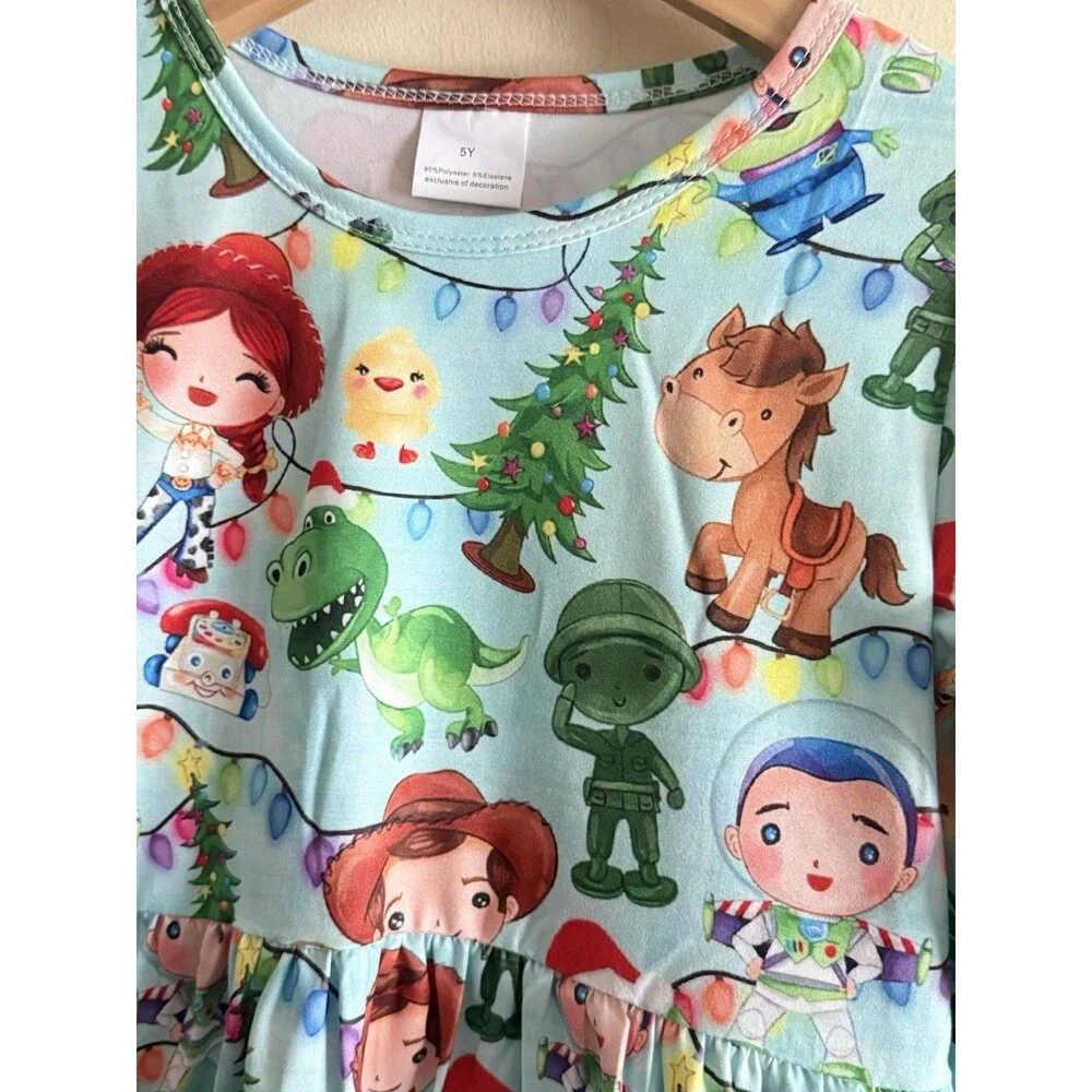 Girls Boutique Disney Holiday Dress‎ Christmas Toy Story Woody Buzz Slinky 4T 4Y